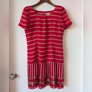 Vintage 90s Red Pleated Dress Sz 10